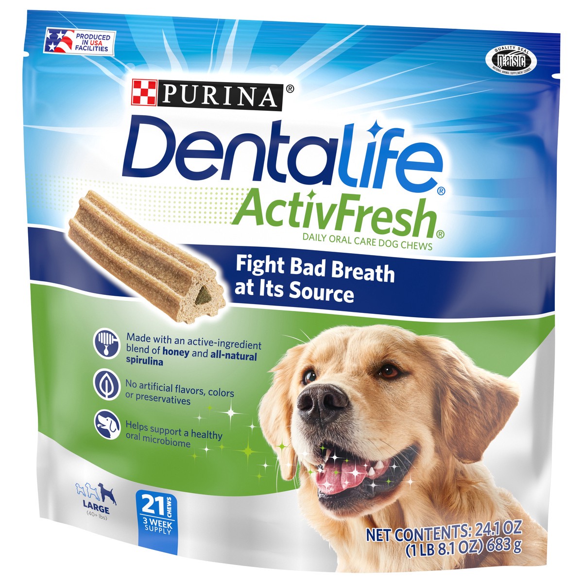 slide 7 of 9, DentaLife Purina DentaLife Large Dog Dental Chews; ActivFresh Daily Oral Care, 24.1 oz