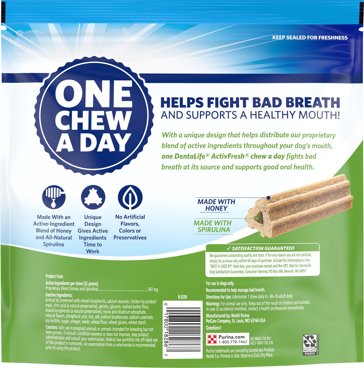 slide 5 of 9, DentaLife Purina DentaLife Large Dog Dental Chews; ActivFresh Daily Oral Care, 24.1 oz