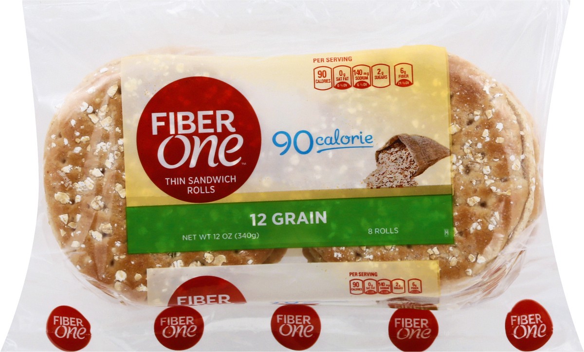slide 1 of 9, Fiber One Sandwich Rolls, 12 Grain, Thin, 12 oz