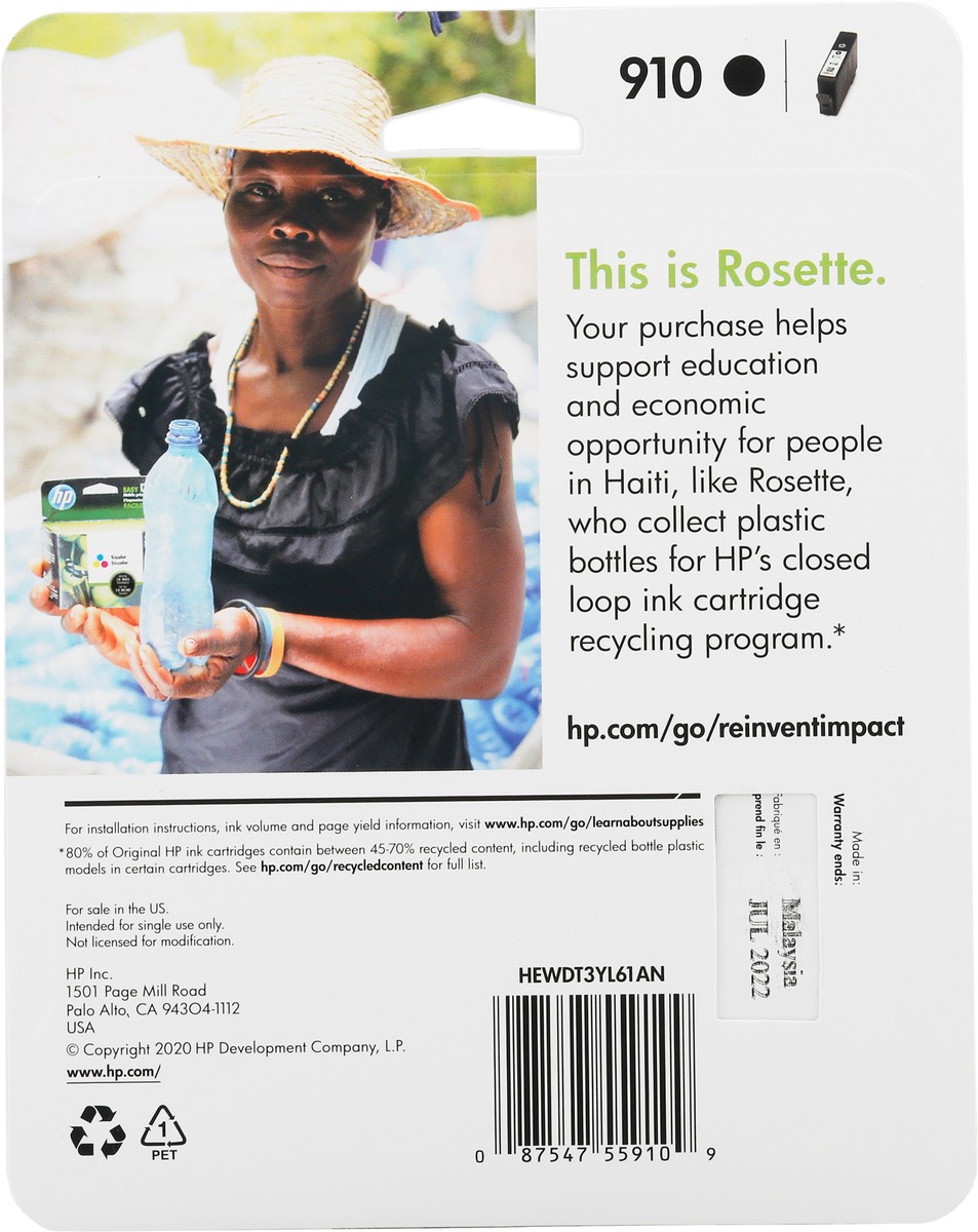 slide 4 of 9, HP 910 Black Original Ink Cartridge 1 ea, 1 ct