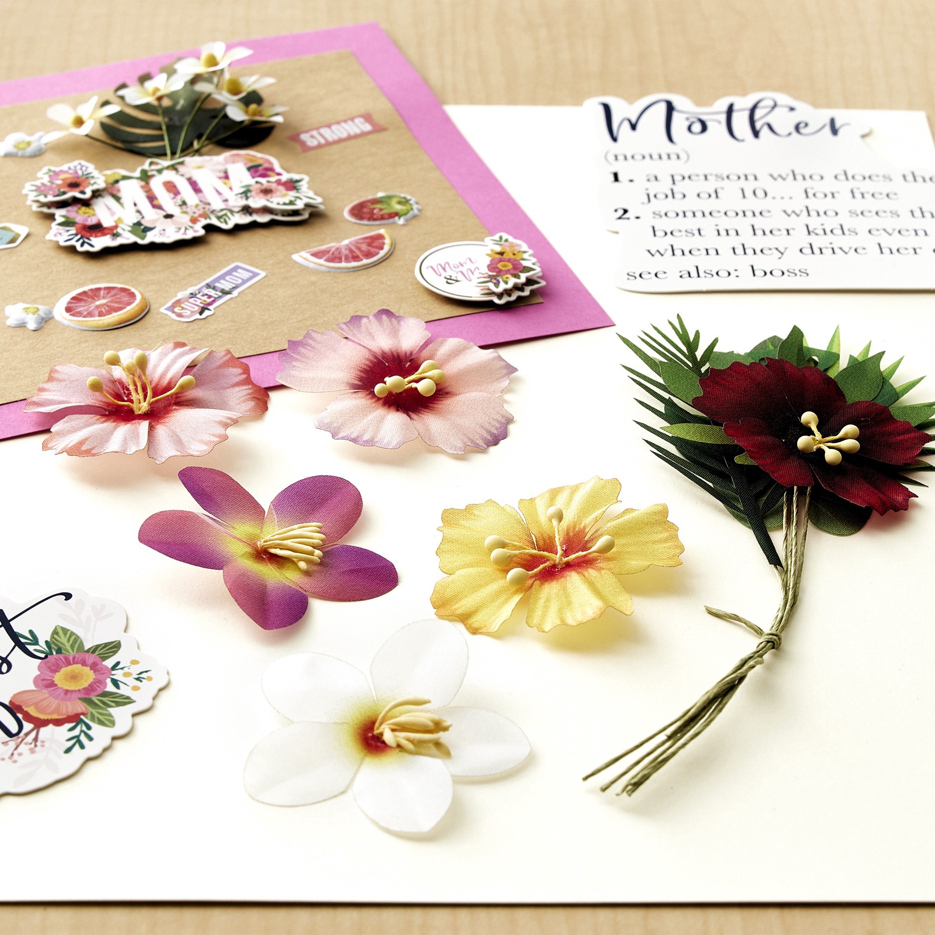 slide 3 of 3, Tropical Fabric Flowers By Recollections, 0.75 in to 2 in