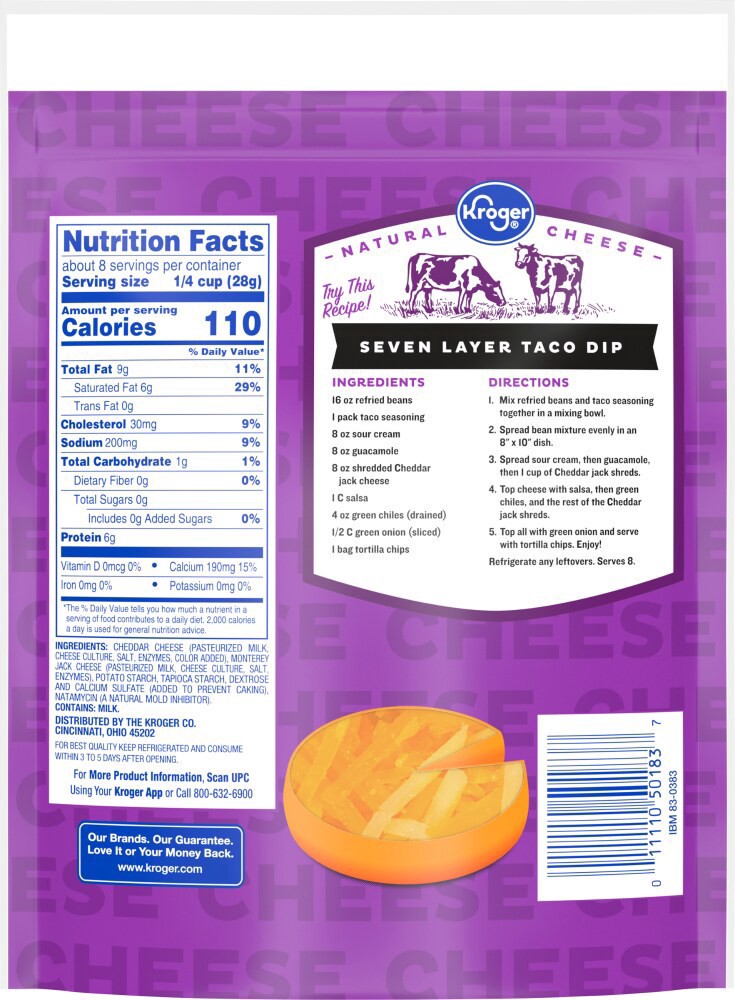 slide 2 of 2, Kroger Finely Shredded Cheddar Jack Cheese, 8 oz