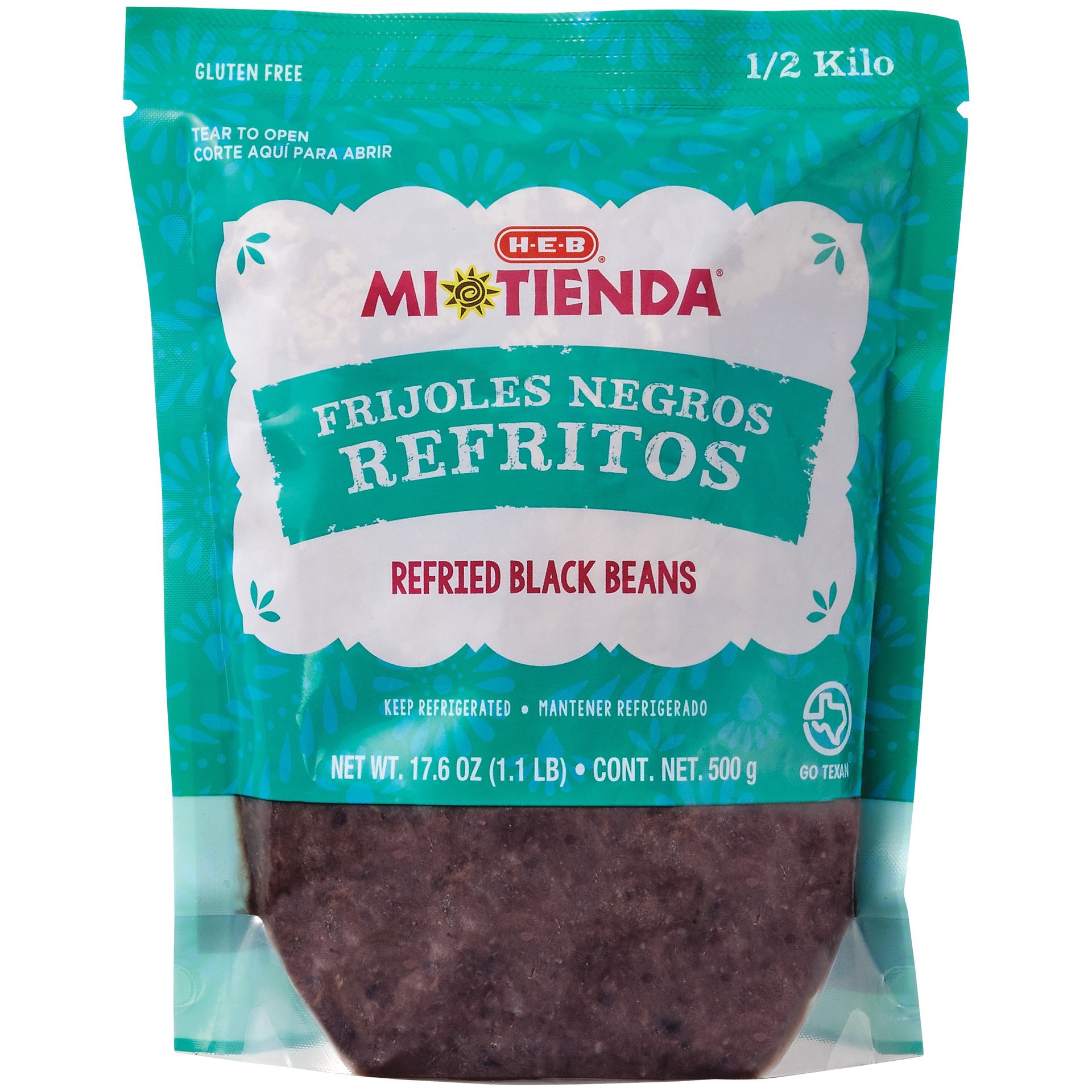 slide 1 of 1, H-E-B Mi Tienda Frijoles Negros Refritos Refried Black Beans, 17.6 oz