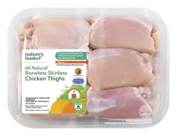 Nature's Basket Chicken Thighs, Boneless, Skinless, Variable Weight/Price