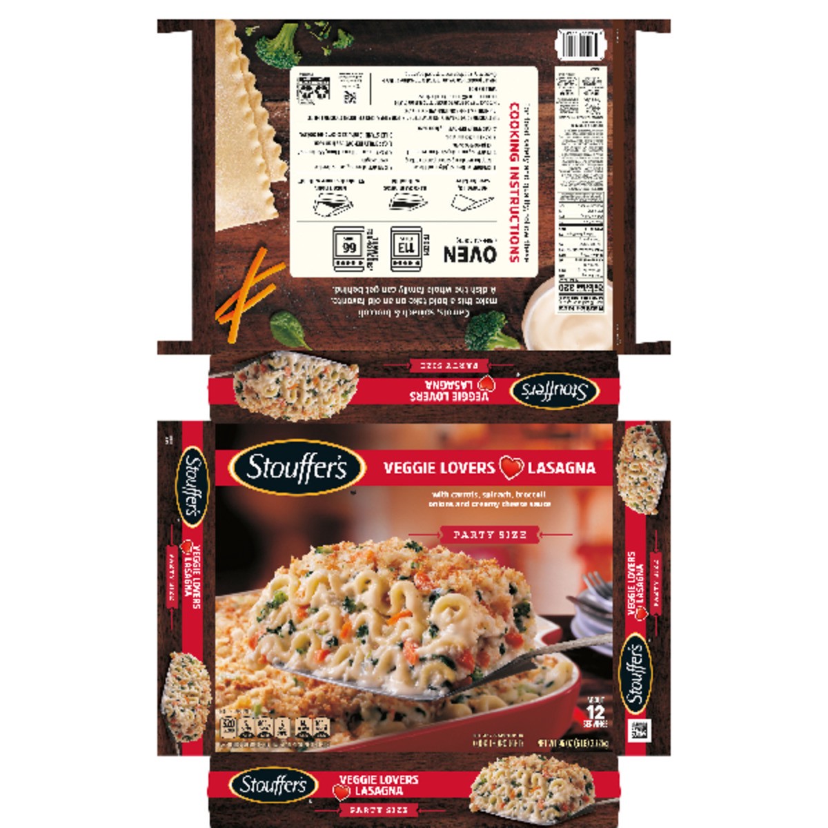 slide 14 of 14, Stouffer's Party Size Veggie Lovers Lasagna Frozen Meal, 96 Ounce, 96 oz