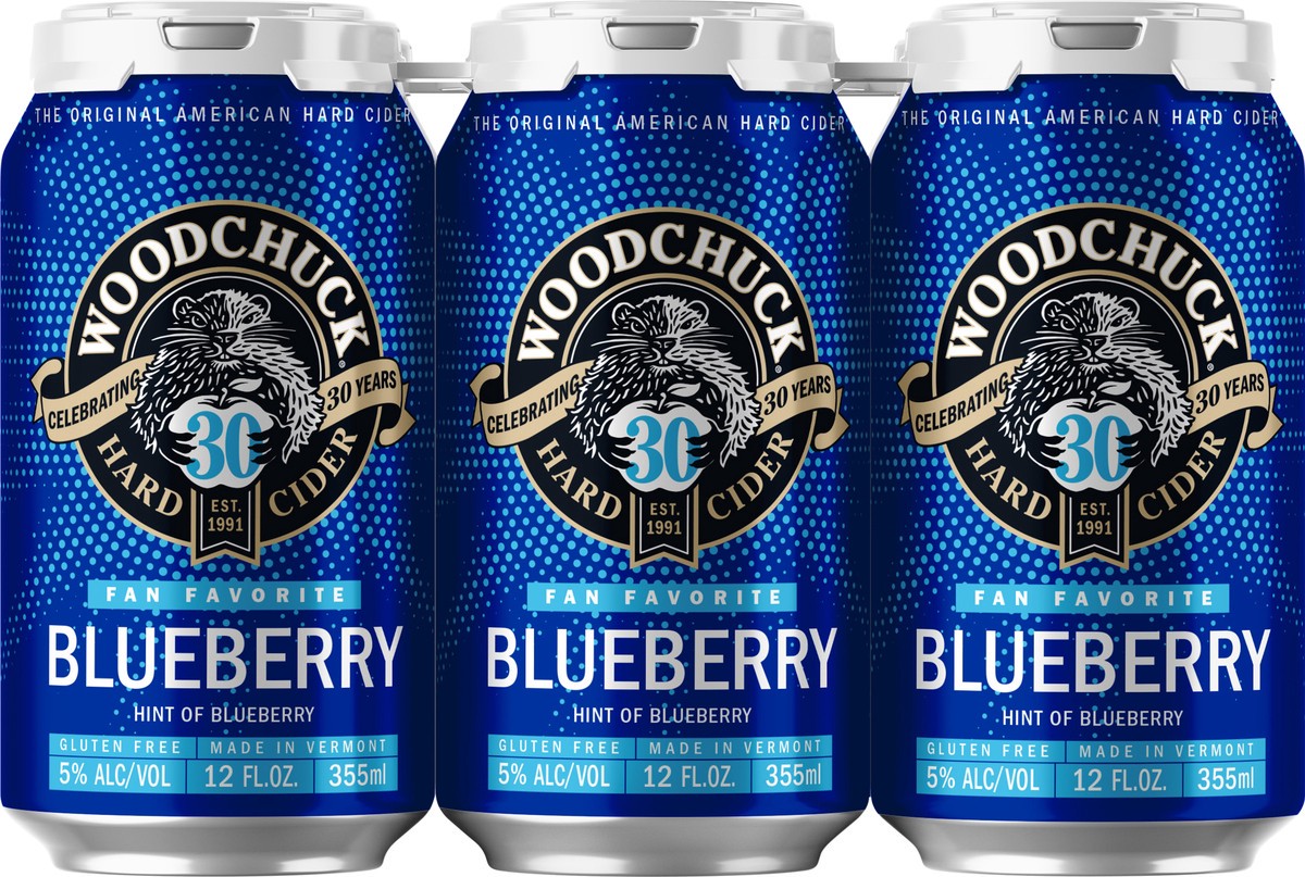 slide 2 of 9, Woodchuck Hard Cider Blueberry Beer 6 - 12 fl oz Cans, 6 ct