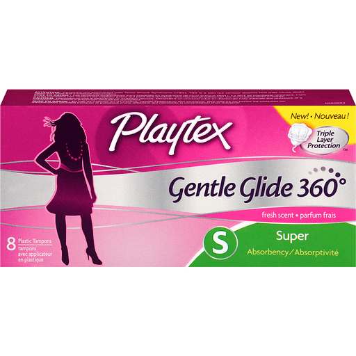 slide 1 of 1, Playtex Gentle Glide Tampons with Comfortable Plastic Applicator Super Absorbency Deodorant, 8 ct