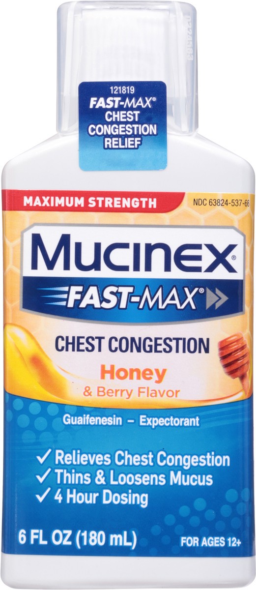 slide 3 of 9, Mucinex Fast-Max Maximum Strength Honey & Berry Flavor Chest Congestion 6 fl oz, 6 fl oz