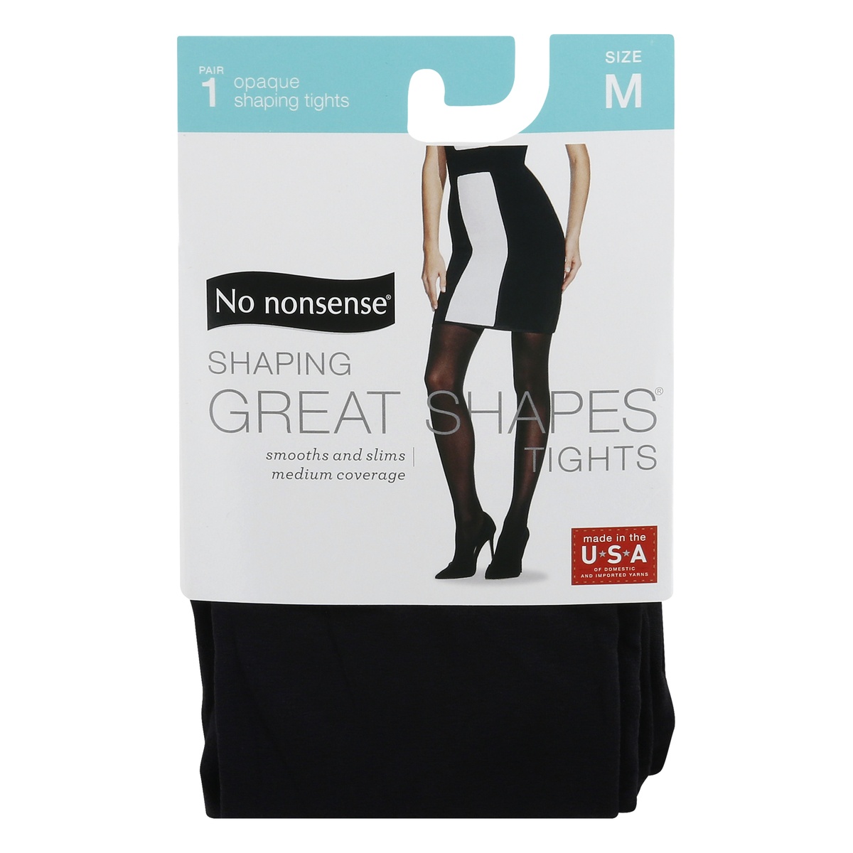 slide 1 of 1, No Nonsense Great Shapes Opaque Medium Black Shaping Tights 1 ea, 1 ct