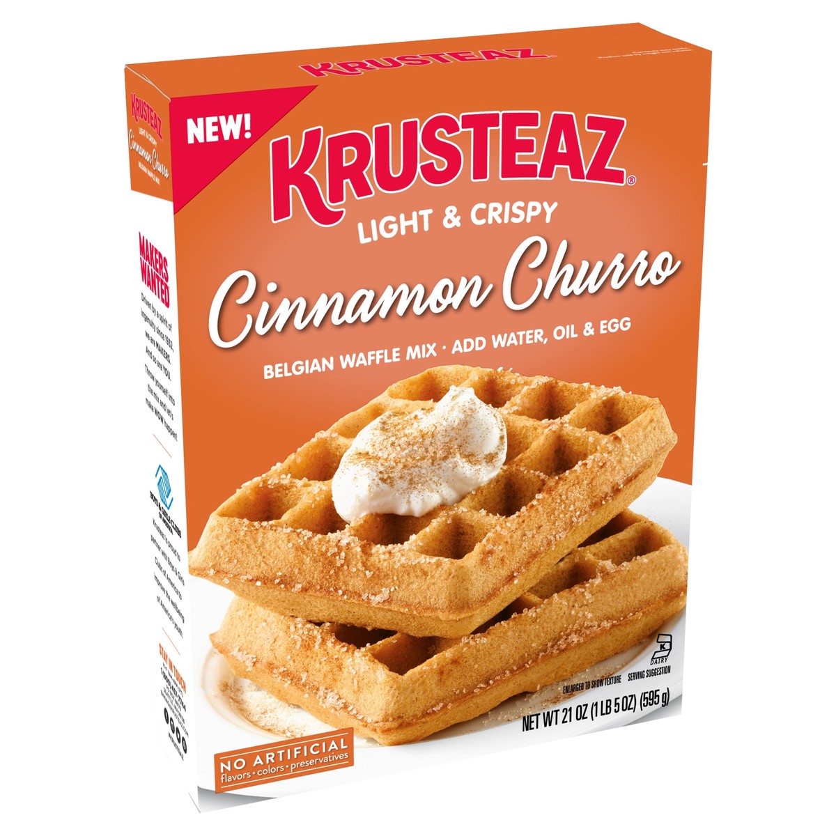 slide 5 of 9, Krusteaz Cinnamon Churro Belgian Waffle Mix, 21 oz