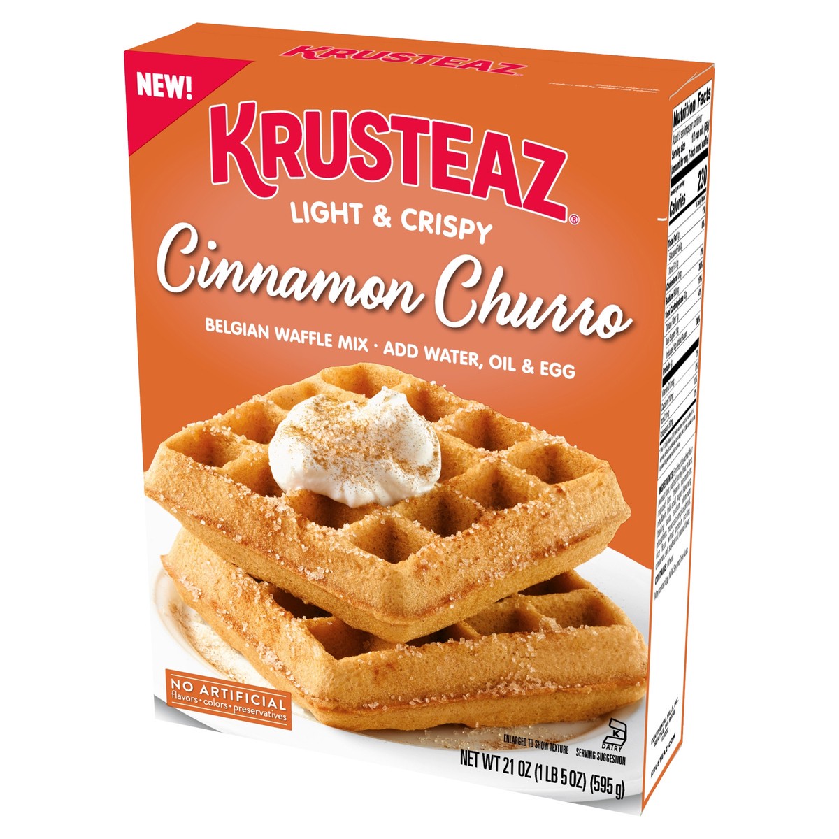 slide 2 of 9, Krusteaz Cinnamon Churro Belgian Waffle Mix, 21 oz