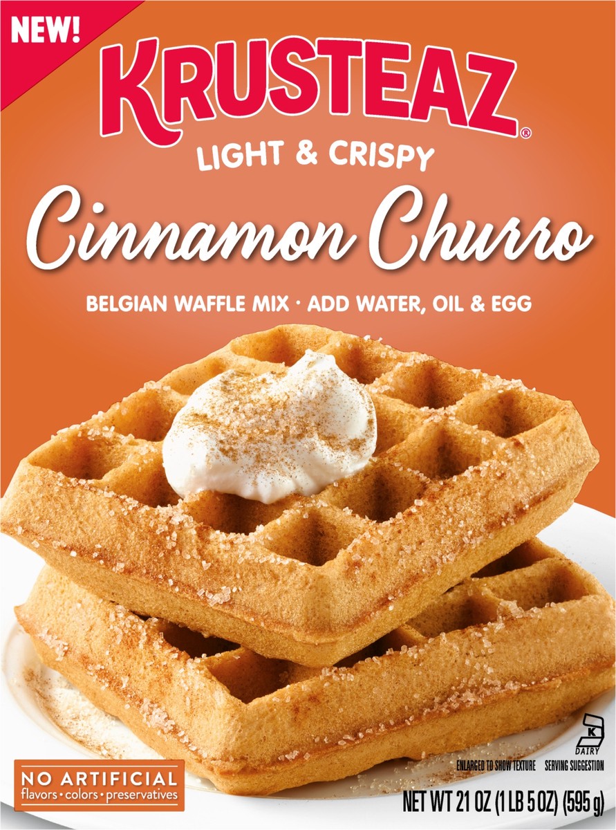 slide 8 of 9, Krusteaz Cinnamon Churro Belgian Waffle Mix, 21 oz