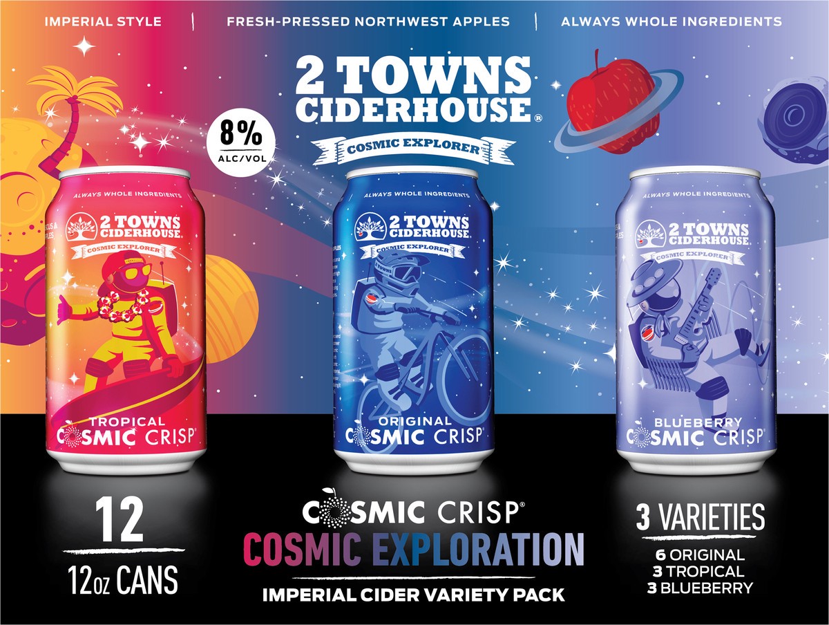 slide 6 of 9, 2 Towns Ciderhouse Cosmic Explorer Variety Pack 12-12 Oz Cans, 12 ct; 12 oz