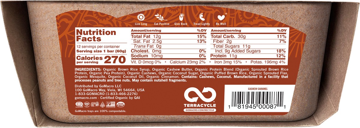 slide 2 of 9, GoMacro Cashew Caramel MacroBars 12 - 2.1 oz Bars, 12 ct