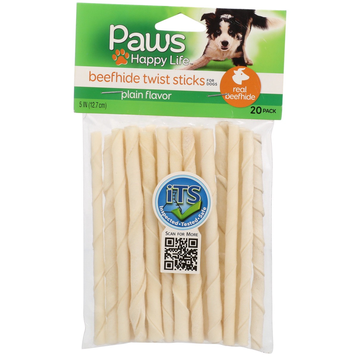 slide 8 of 8, Paws Happy Life Natural Twist Sticks Beefhide Chew, 20 ct