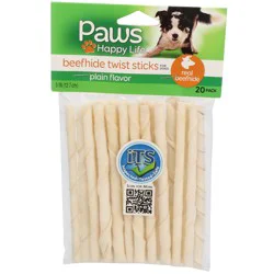 Paws Happy Life Natural Twist Sticks Beefhide Chew