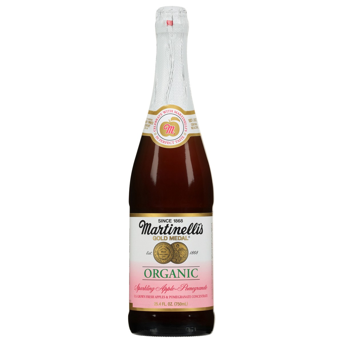 slide 1 of 4, Martinelli's Organic Sparkling Apple Pomegranate - 25.4 fl oz, 25.4 fl oz