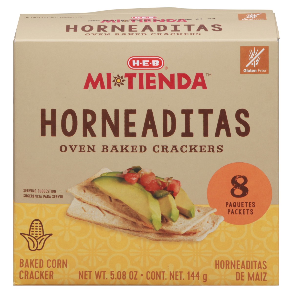 slide 11 of 14, H-E-B Mi Tienda Horneaditas Oven Baked Corn Crackers, 8 ct
