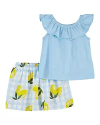 Carters Baby 2-Piece Ruffle Tank & Lemon Skort Set Blue/Yellow 3M