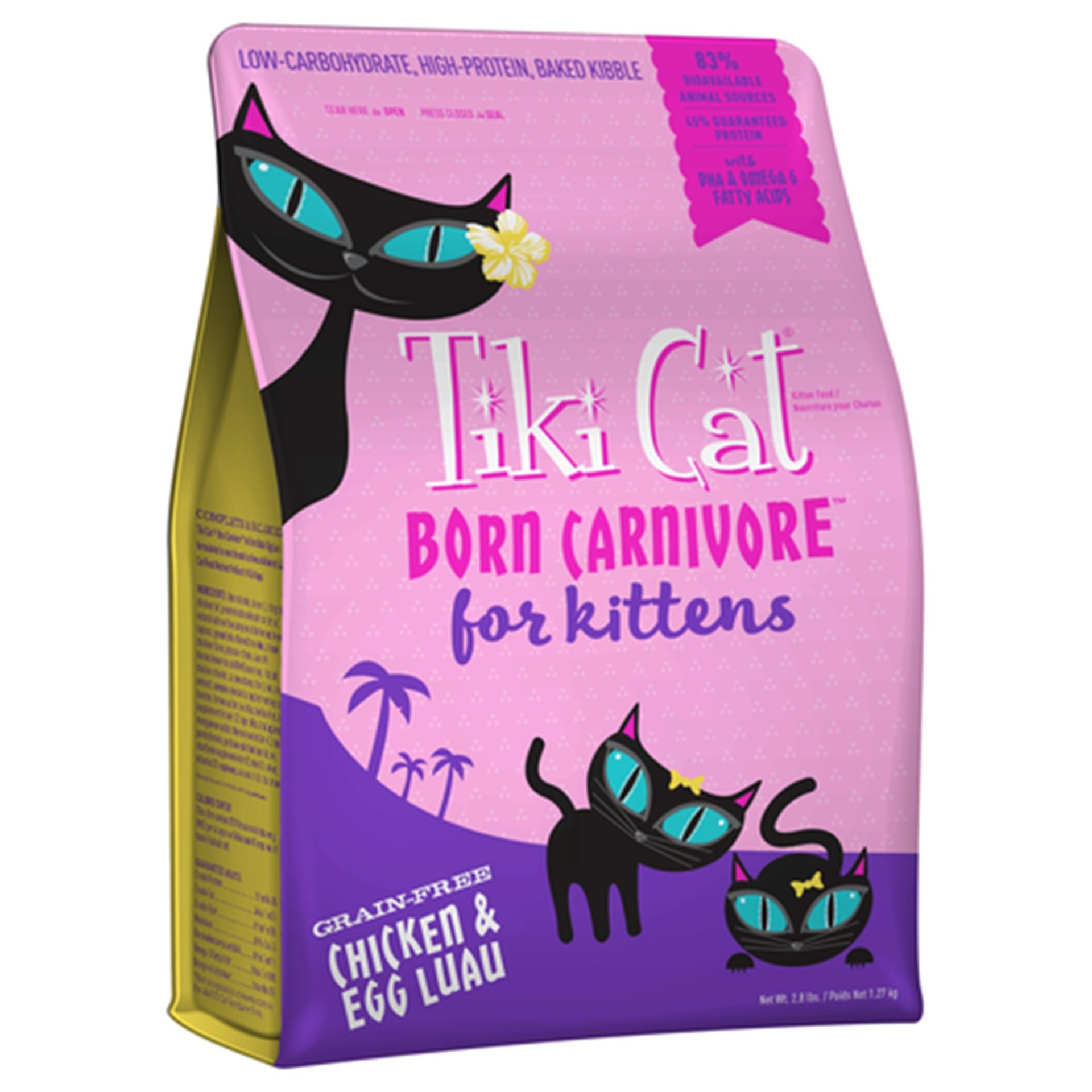 slide 1 of 1, Tiki Cat Born Carnivore Grain-Free Chicken Luau Kitten Food, 2.8 lb