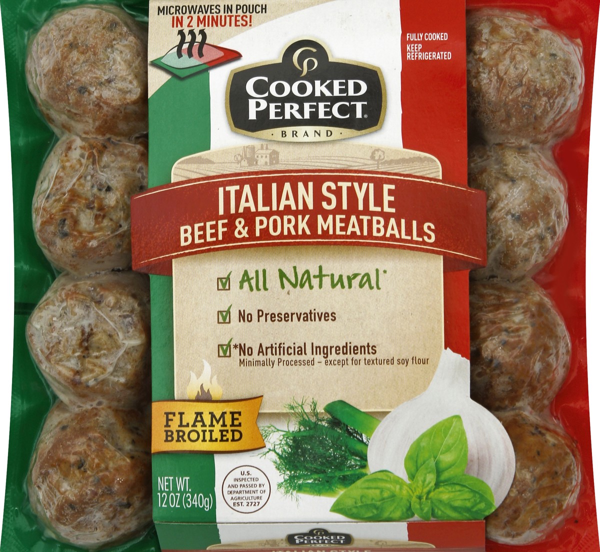 slide 3 of 5, Cooked Perfect Fresh Meatballs -  Italian Style Beef & Pork, 12 oz