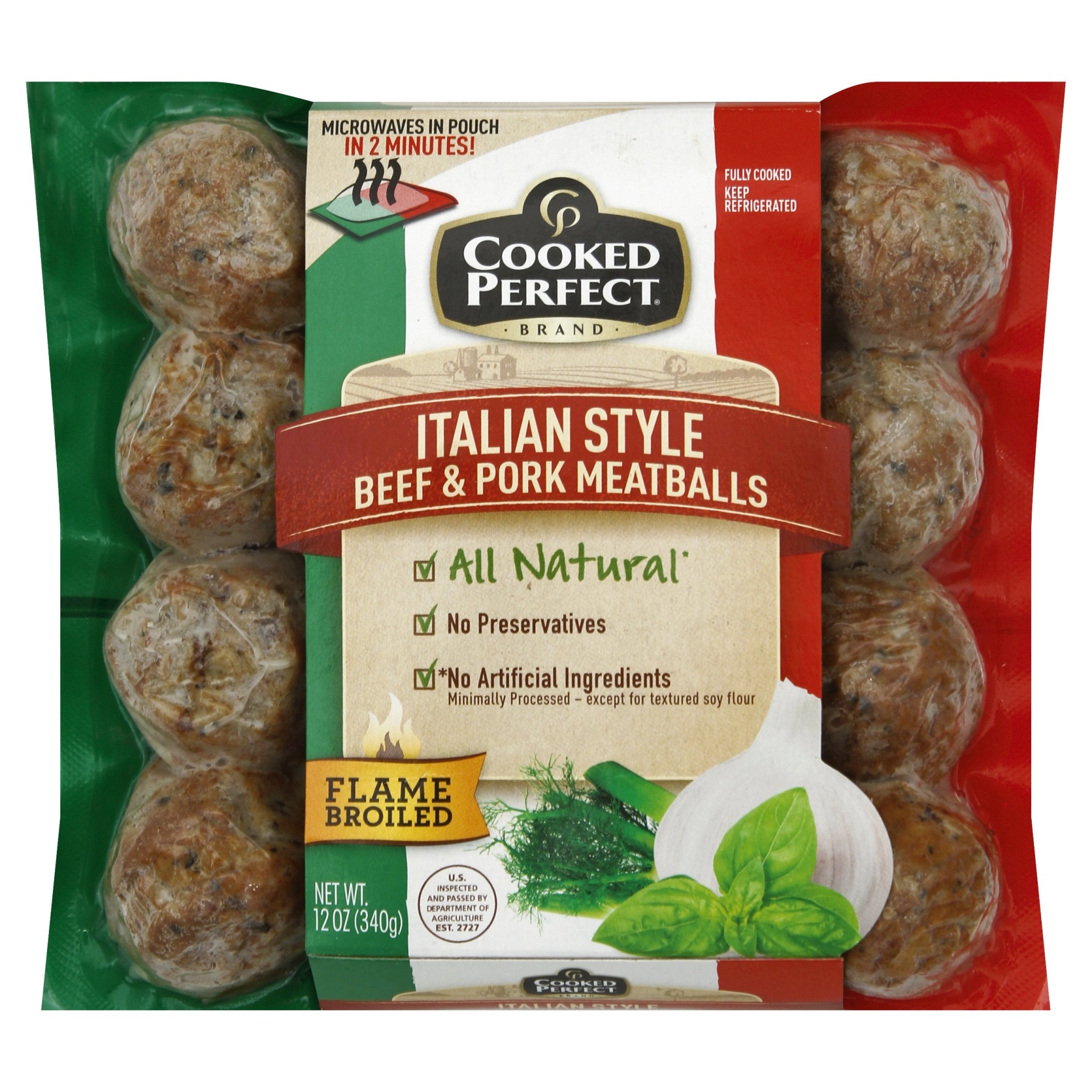 slide 1 of 5, Cooked Perfect Fresh Meatballs -  Italian Style Beef & Pork, 12 oz