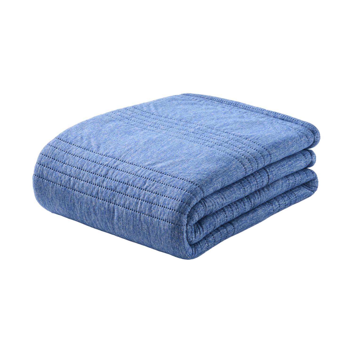 slide 1 of 6, Havenstay Jersey Sherpa Throw, 50 In X 70 In, Navy, 50 x 70