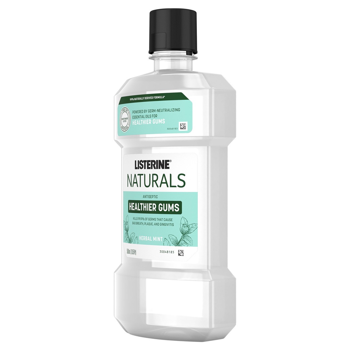 slide 3 of 7, Listerine Naturals Healthier Gums Antiseptic Mouthwash, Fluoride-Free Oral Rinse To Help Prevent Bad Breath, Plaque Build-Up, Gingivitis & Gum Disease, Herbal Mint, 500 mL, 16.9 oz