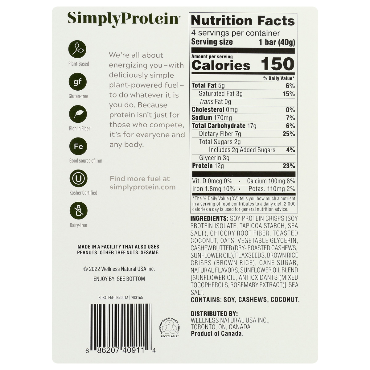 slide 15 of 25, Simply Protein Lemon Coconut Crispy Snack Bars, 4 Pack, 4 ct