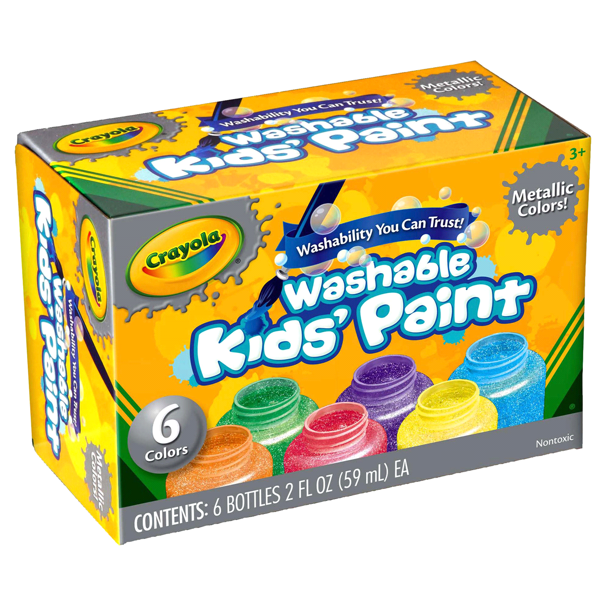slide 2 of 3, Crayola Washable Metallic Kids PaintBottles, 6 ct; 2 oz