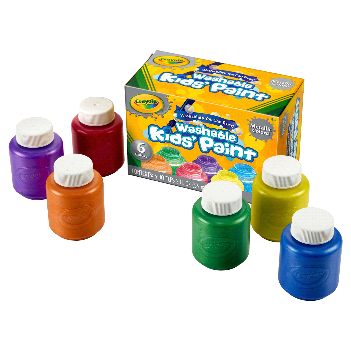 slide 3 of 3, Crayola Washable Metallic Kids PaintBottles, 6 ct; 2 oz
