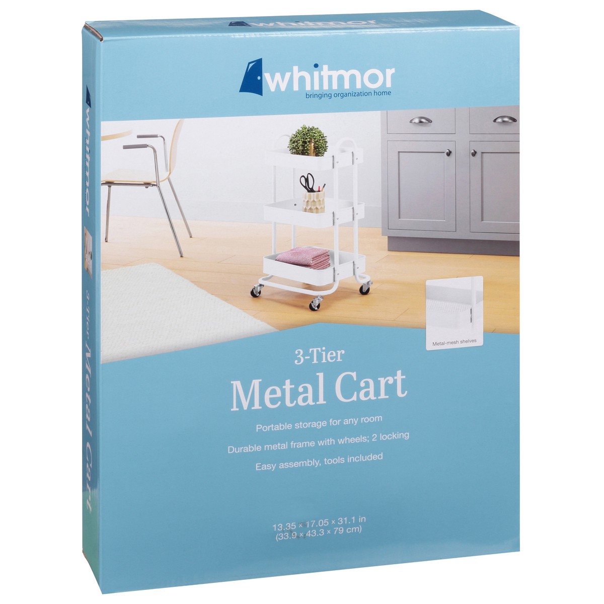 slide 2 of 9, Whitmor 3-Tier Metal Cart - White, 1 ct