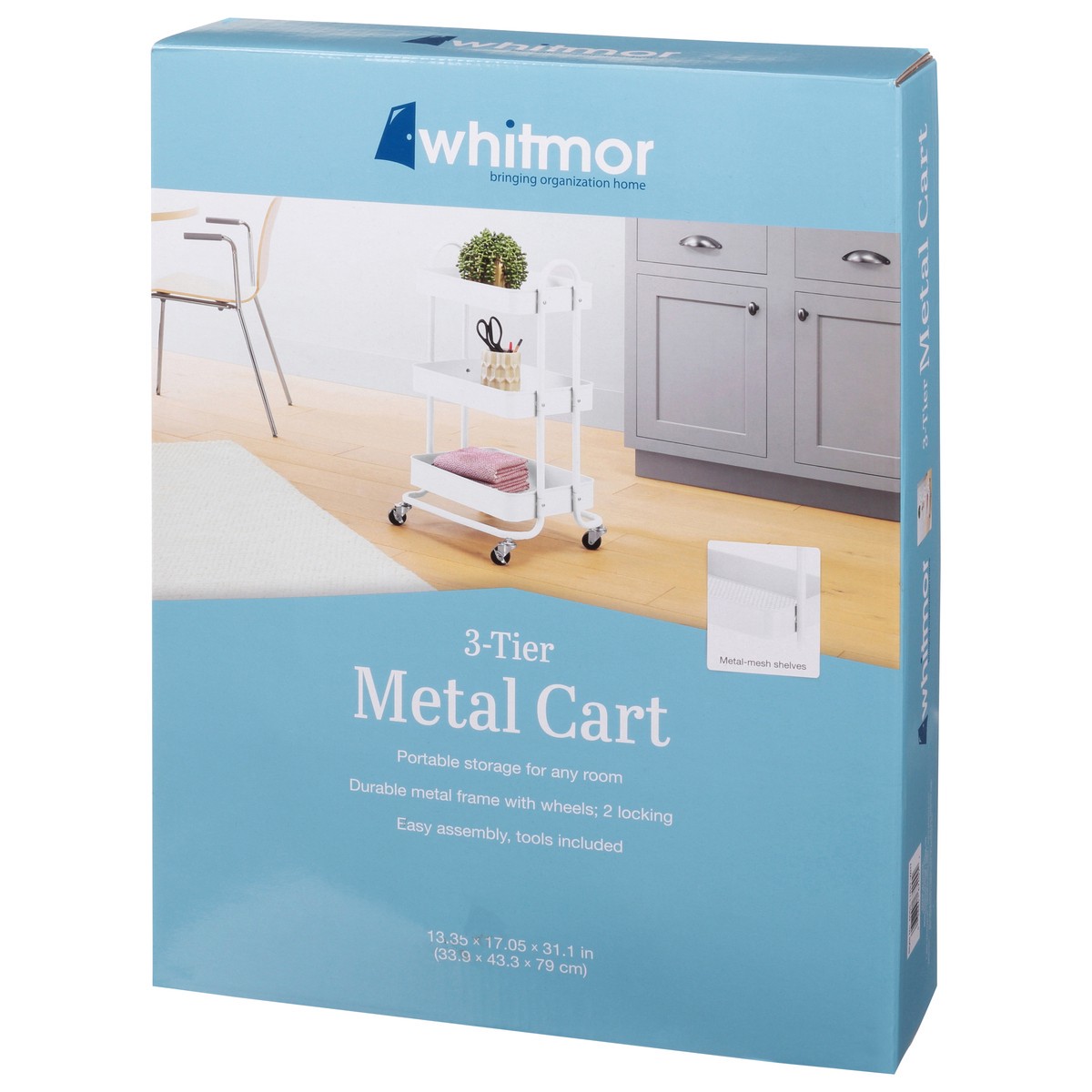 slide 3 of 9, Whitmor 3-Tier Metal Cart - White, 1 ct