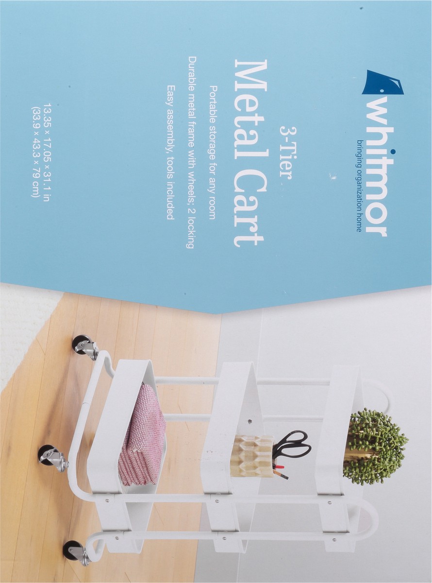 slide 5 of 9, Whitmor 3-Tier Metal Cart - White, 1 ct