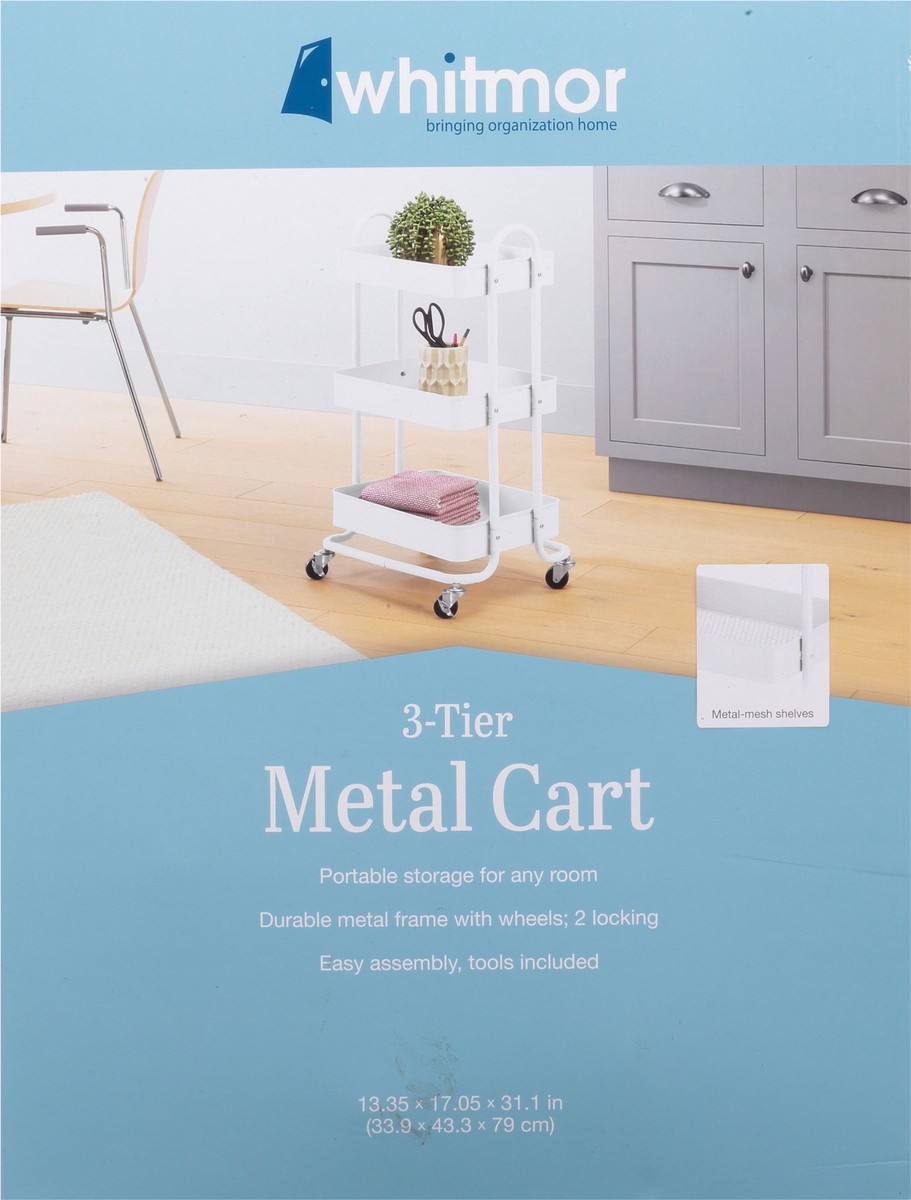slide 8 of 9, Whitmor 3-Tier Metal Cart - White, 1 ct