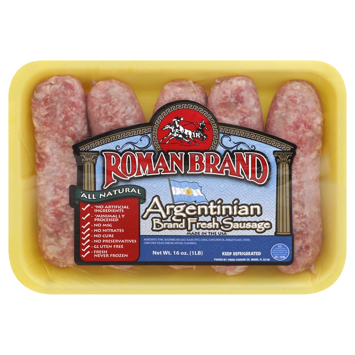 slide 3 of 5, Roman Brand Argentinian Brand Sausage 16 oz, 16 oz