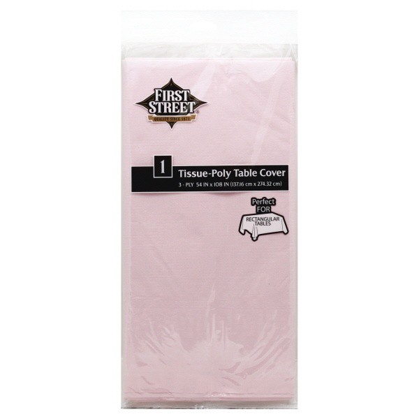 slide 1 of 1, First Street Fs/Artsty Class Pink Tissue Poly Tablecover 54X100, 1 ct