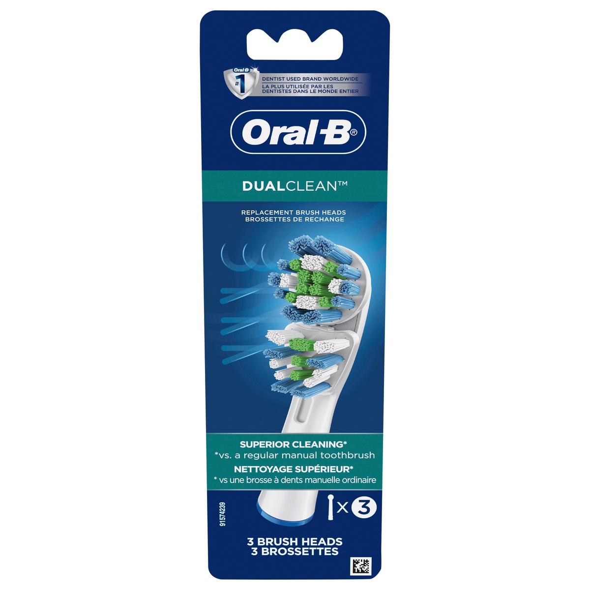 slide 1 of 8, Oral-B Dual Clean Replacement Electric Toothbrush Head, 3 ct