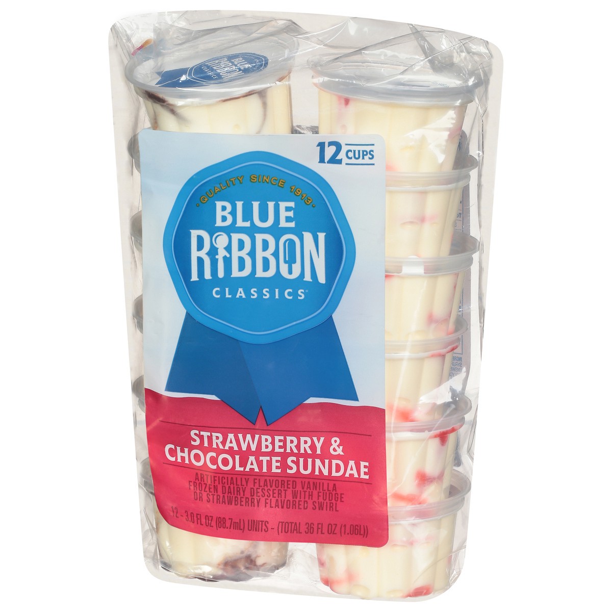 slide 6 of 9, Blue Ribbon Classics Strawberry & Chocolate Sundae Frozen Dessert Cups, 12 ct