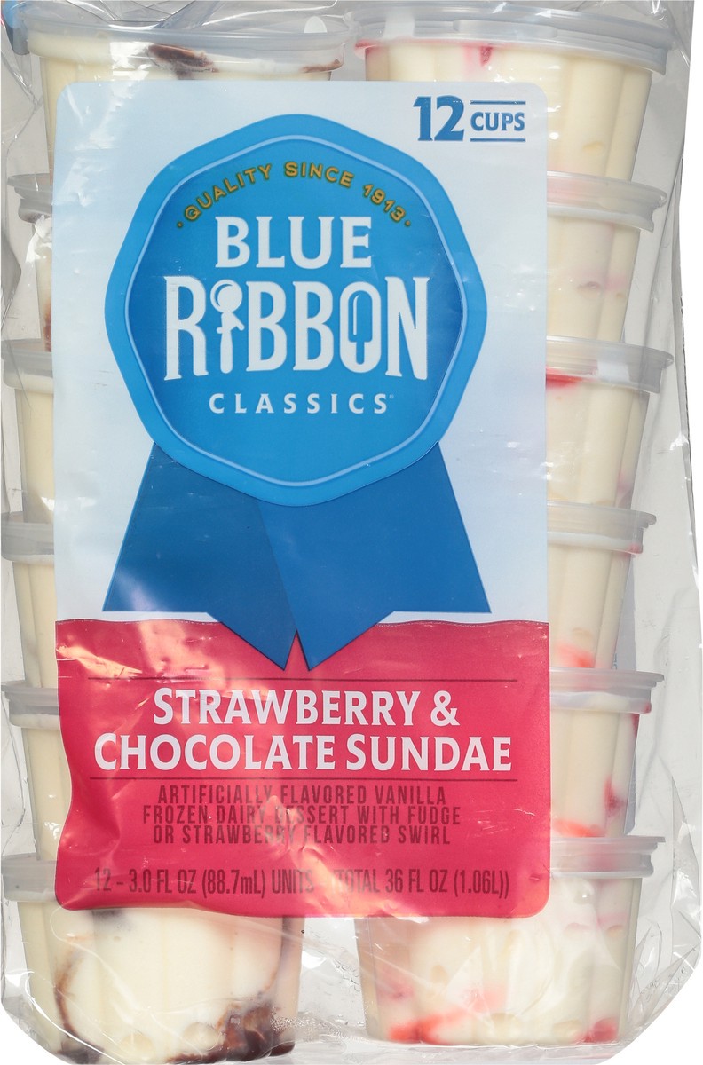 slide 2 of 9, Blue Ribbon Classics Strawberry & Chocolate Sundae Frozen Dessert Cups, 12 ct