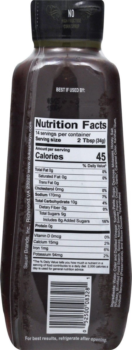 slide 3 of 12, Duke's Southern Tennessee Smoke & Whiskey BBQ Sauce 16.5 oz, 17.5 x 14 fl oz