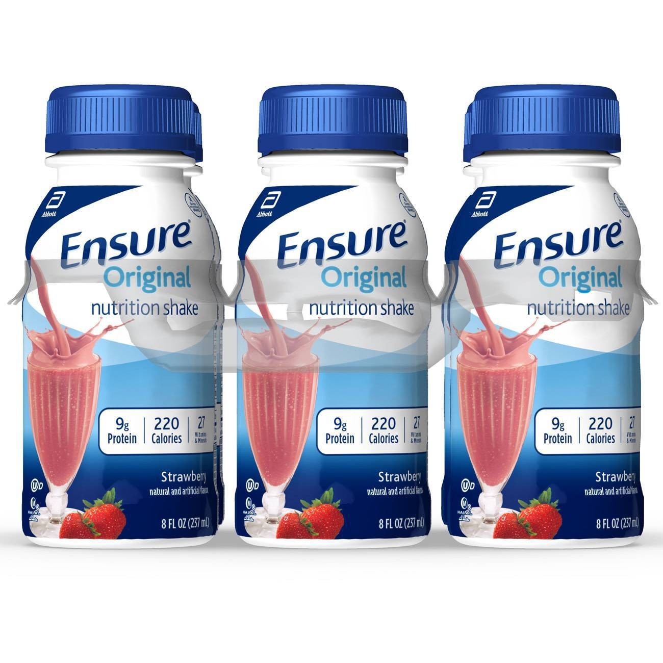 slide 1 of 4, Ensure Original Nutrition Shake Strawberry Ready-to-Drink 6-8 fl oz Bottles, 