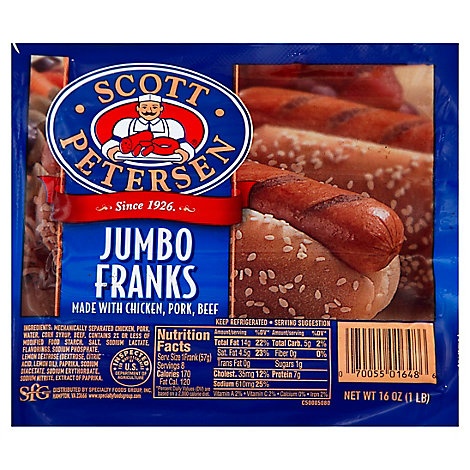 slide 1 of 1, Scott Petersen Jumbo Meat Frank, 16 oz