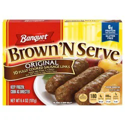 Banquet Brown 'N Serve Original Sausage Links, Frozen Breakfast, 6.4 oz.