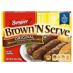 Banquet Brown 'N Serve Original Fully Cooked Sausage Links, Frozen Meat, 10 Count, 6.4 OZ