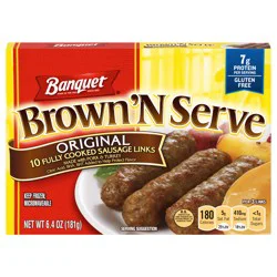 Banquet Brown 'N Serve Original Sausage Links, Frozen Breakfast, 6.4 oz.