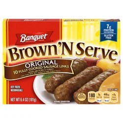 Banquet Brown 'N Serve Original Sausage Links, Frozen Breakfast, 6.4 oz.