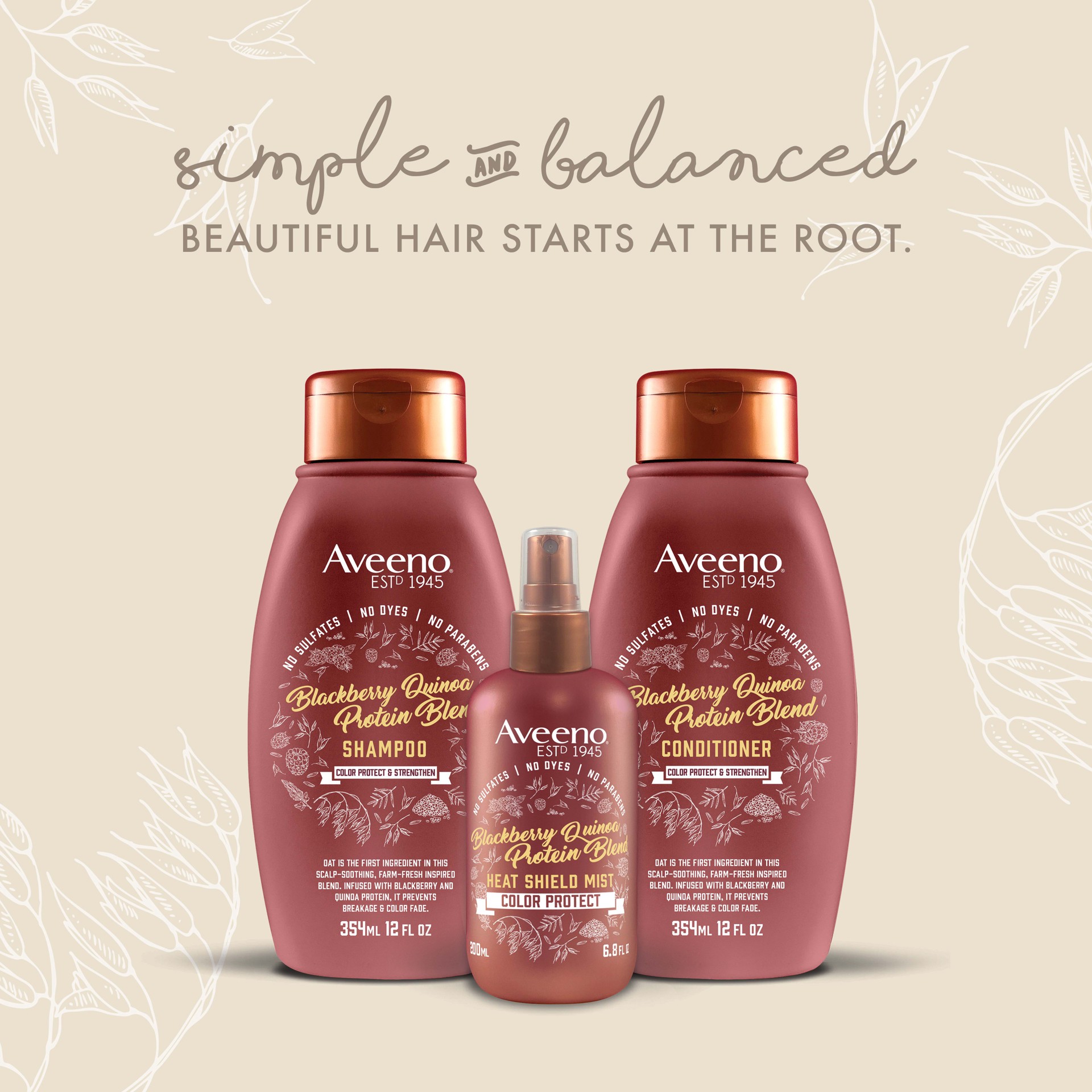 slide 2 of 5, Aveeno Scalp Soothing Blackberry Quinoa Protein Blend Shampoo, 12 Fl. Oz, 354 ml