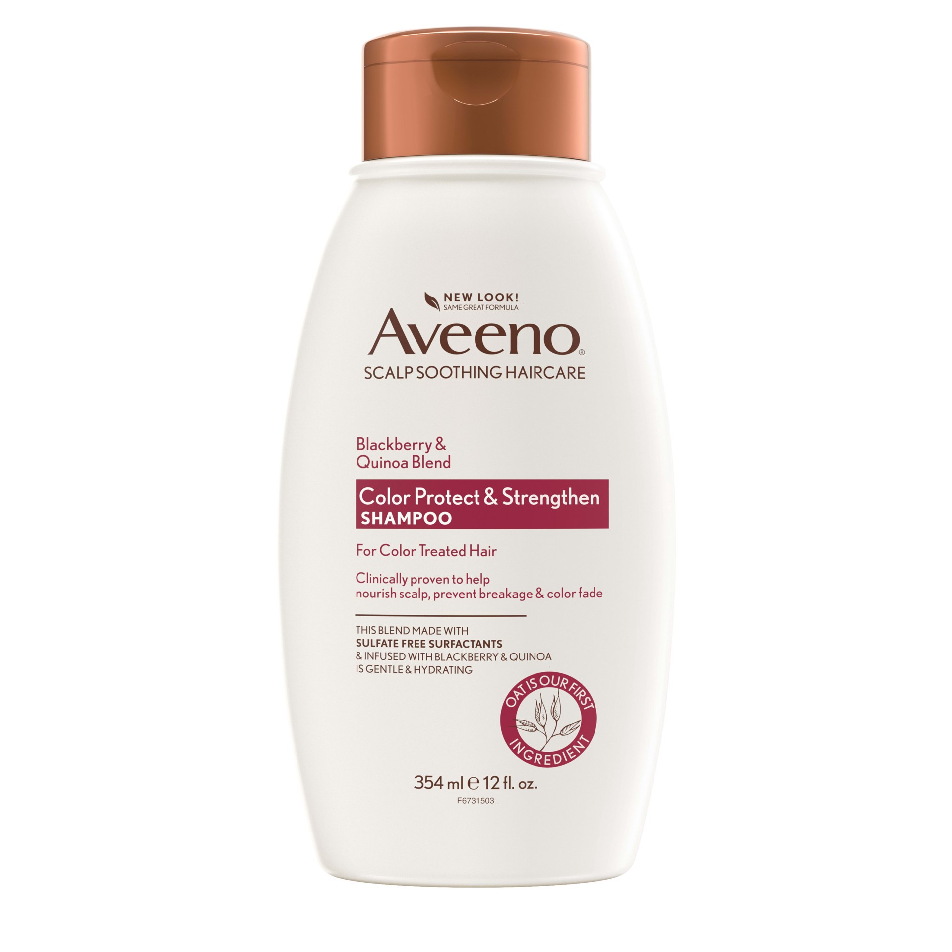 slide 1 of 5, Aveeno Blackberry & Quinoa Strengthening Shampoo for Color-Treated Hair, Moisturizing, Color-Protecting, 12 fl oz, 354 ml