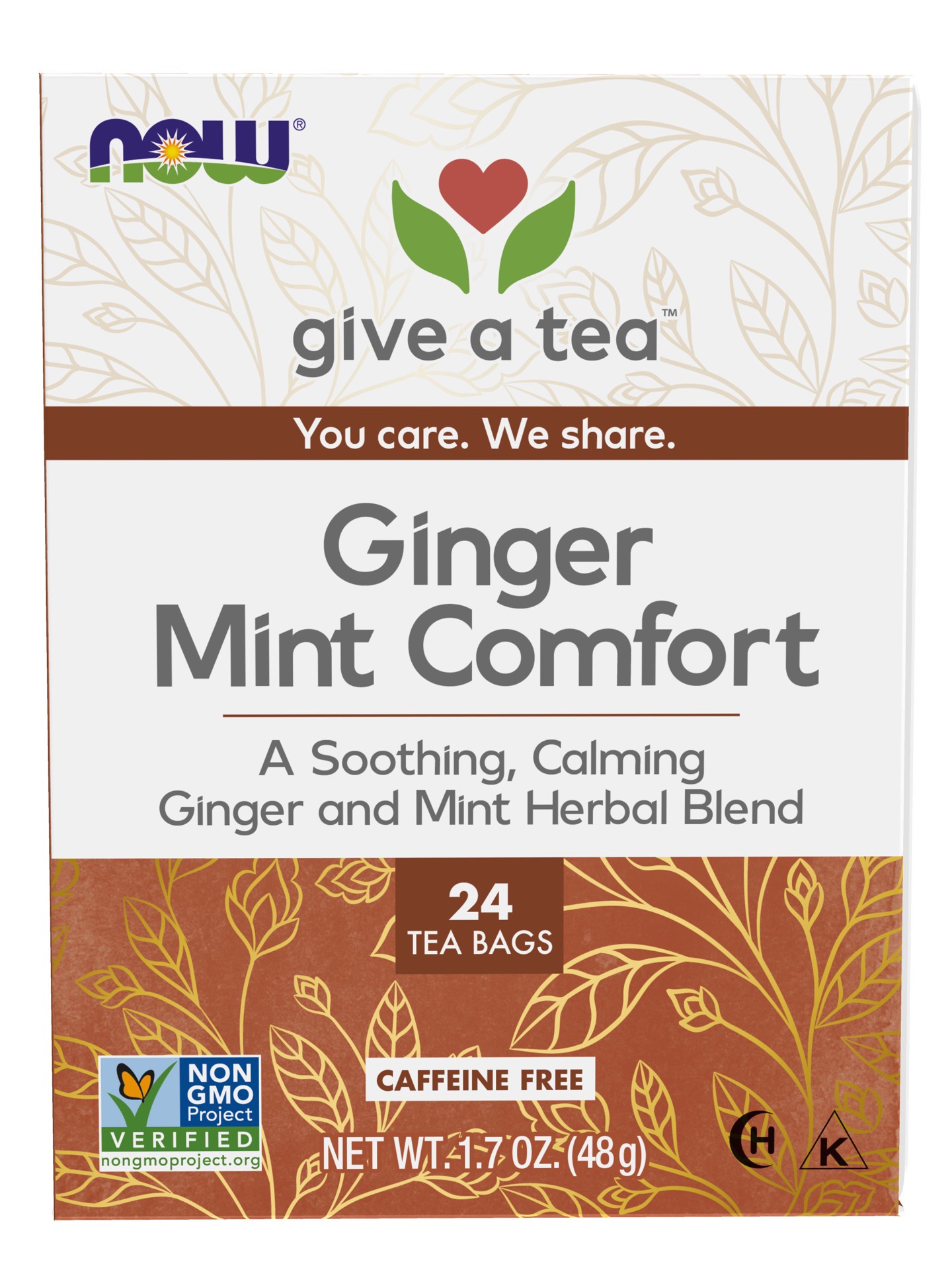 slide 1 of 8, NOW Natural Foods Ginger Mint Comfort Tea - 24 Tea Bags, 1 ct